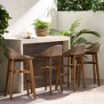 thumbnail image 5 of GDF Studio Beeson Outdoor Wicker and Acacia Wood 30 Inch Barstools, Set of 4, Light Multibrown and Teak, 5 of 11