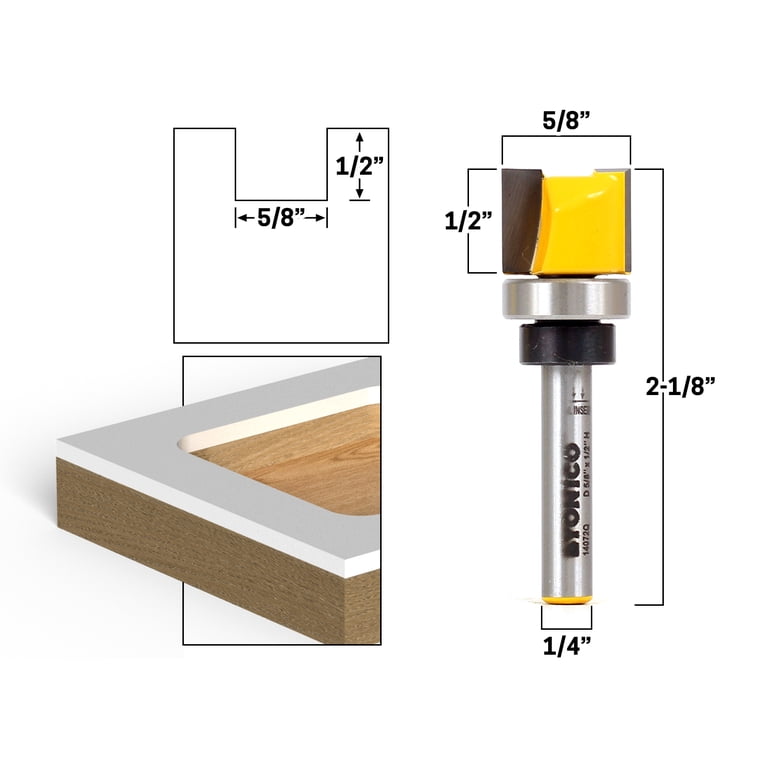 Flush Trim Router Bit YONICO - 1-Inch Cutting Length With Top Bearing ...