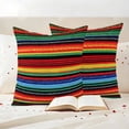 thumbnail image 3 of Mexico Stripes Outdoor Waterproof Pillow Covers, Colored Abstract Striped Orange Red Boho Decorative Square Throw Pillowcase Sofa Cushion Sham for Patio/Couch/Chair, 24"x24" 2 Pack, 3 of 8