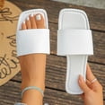 thumbnail image 2 of Gpaecead Women Square Toe Flat Beach Slippers Solid Color Outdoor Cushioned Non Slip Spring Summer Casual Shoes,White, 2 of 8