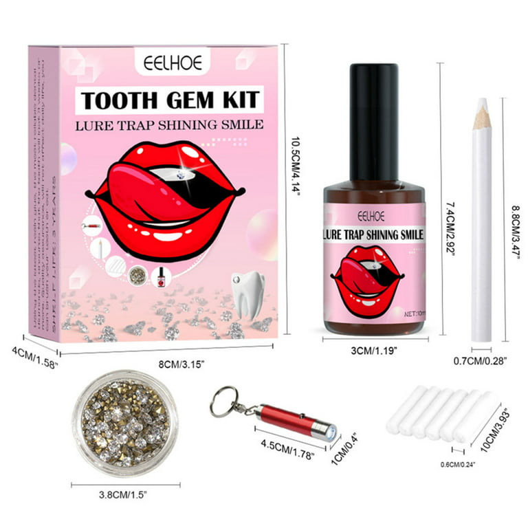Yayiaclooher Tooth Gem Kit - DIY Tooth Gem Kit with Curing Light and Glue, Crystals Jewelry Kit, Teeth Gems for Reflective Tooth Adornment Decoration, Women's