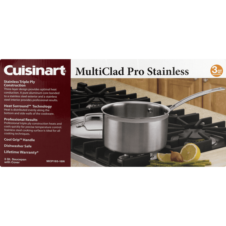  Cuisinart MCP193-18N Multiclad Pro Triple Ply Stainless 3-Quart  Skillet, Saucepan w/Cover: Home & Kitchen