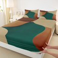 thumbnail image 3 of Manfei Abstract Geometric Desgin Queen Sheet Sets,Boho Geometric Lines Flat Sheet,Green Brown Queen Fitted Sheet For Teens,Luxury Bedroom Decor,4 Pieces, 3 of 7