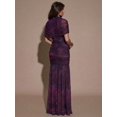 thumbnail image 2 of Purple Tie-Dye Ruched Maxi Dress With Short Sleeve And Round Neck, 2 of 30