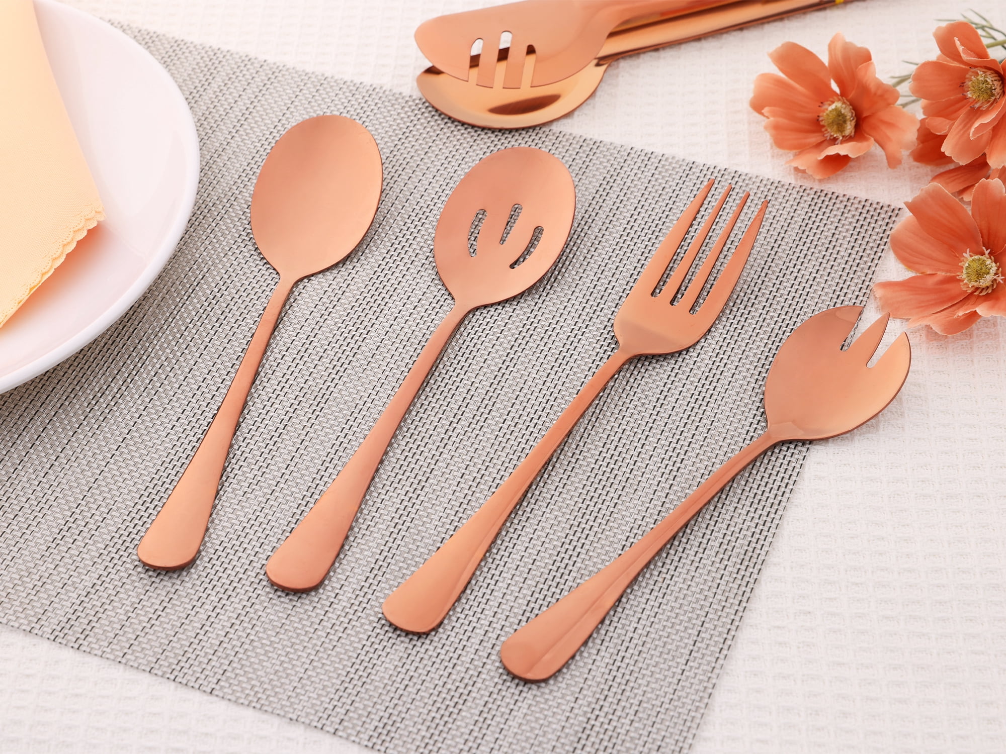Unique Bargains Stainless Steel Flatware Cutlery Set for Kitchen Rose Gold 10 Pcs