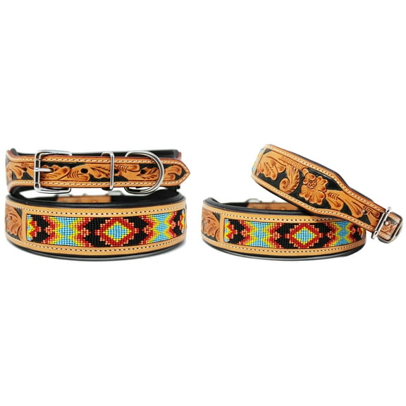 Large 21''- 25'' Dog Puppy Collar Genuine Cow Leather Padded Canine  6094