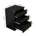 thumbnail image 3 of 19.7-Inch Black Solid Wood Nightstand with 3 Drawers and Storage Cabinet, 3 of 20