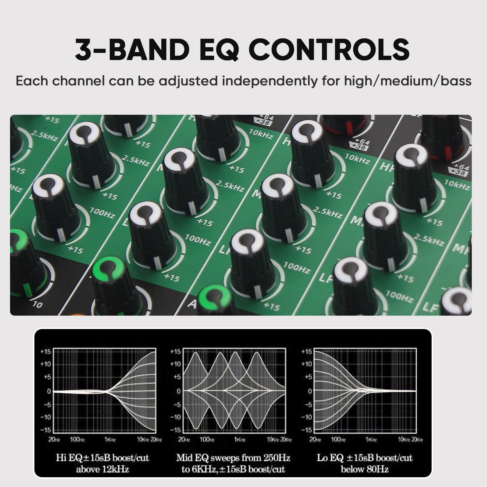 FULODE Audio Mixer 8 Channel Digital Mixer, Professional Bluetooth Sound Board DJ Mixers with 48V Phantom Power, USB Interface Stereo Mixing Console Analog Mixer for Karaoke Podcasting (AX-80)
