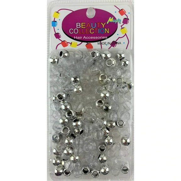 BEAUTY COLLECTION - Hair Beads Silver/Glitter Clear 200 Pieces
