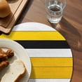 thumbnail image 4 of Round Placemats Yellow White Gray Black Stripe 15 inch Set of 2 Table Mats for Dining Table Wood Grain Heat Resistant Non-Slip Kitchen & Home Decorative Place Mat Set, 4 of 8