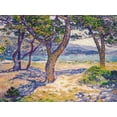 thumbnail image 2 of Van Rysselberghe, Theo 32x25 Black Ornate Wood Framed with Double Matting Museum Art Print Titled - The Mediterranean at Le Lavandou, 2 of 4