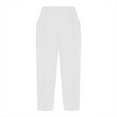 thumbnail image 7 of Miluxas Capri Pants for Women High Waisted Pull On Elastic Waist Dressy Casual Stretchy Capris Trousers Pants White XL(XL), 7 of 7