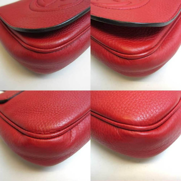 Authenticated Used Gucci Bag Soho Chain Shoulder Red Mini Pochette Diagonal  Fringe Tassel Women's Calf Leather GUCCI 