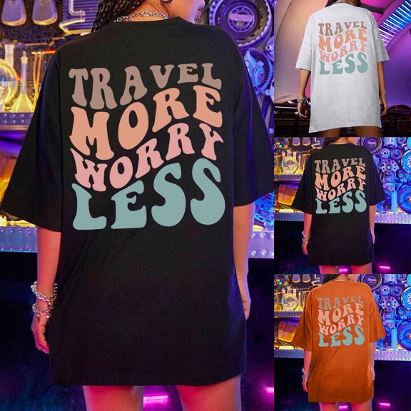 Jacenvly 2024 new summer blouses for women Leisure Oversized T Shirts For Women Plus Size Short Sleeve Summer Loose Pullover Tees comfortable Letter Crewneck ladies plus size tops Orange