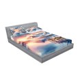 thumbnail image 2 of Ambesonne Lake Fitted Sheet & Pillow Sham Set, Pastel Sunset Serene Pier View, Calking, Peach Blush Ceil Blue, 2 of 2