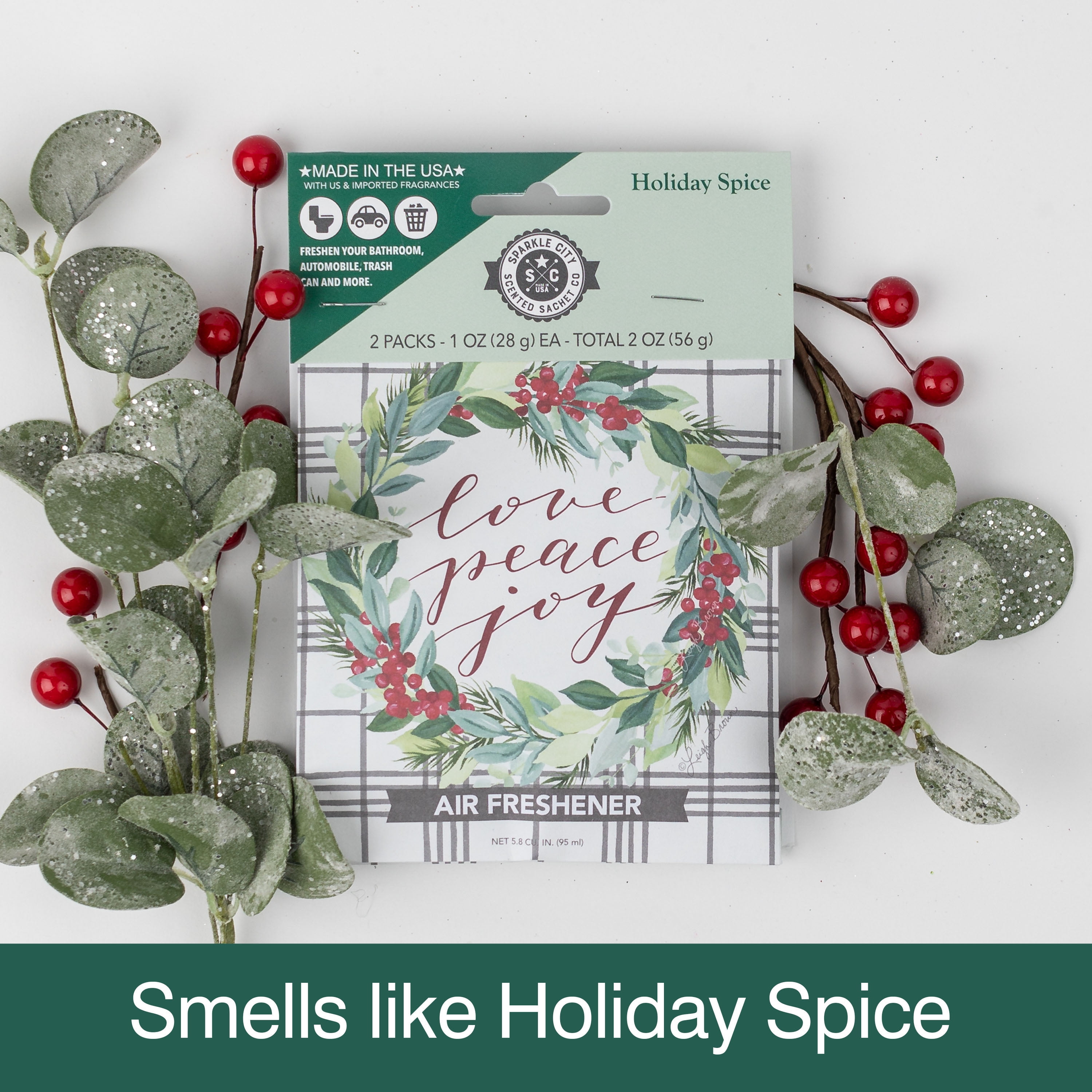 Sparkle City Scented Sachet 2 Pack, Love Peace Joy Wreath