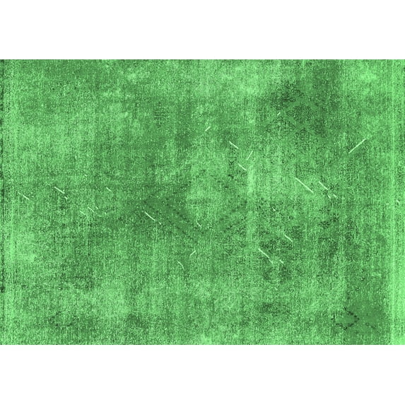 Ahgly Company Indoor Rectangle Abstract Emerald Green Modern Area Rugs, 4' x 6'
