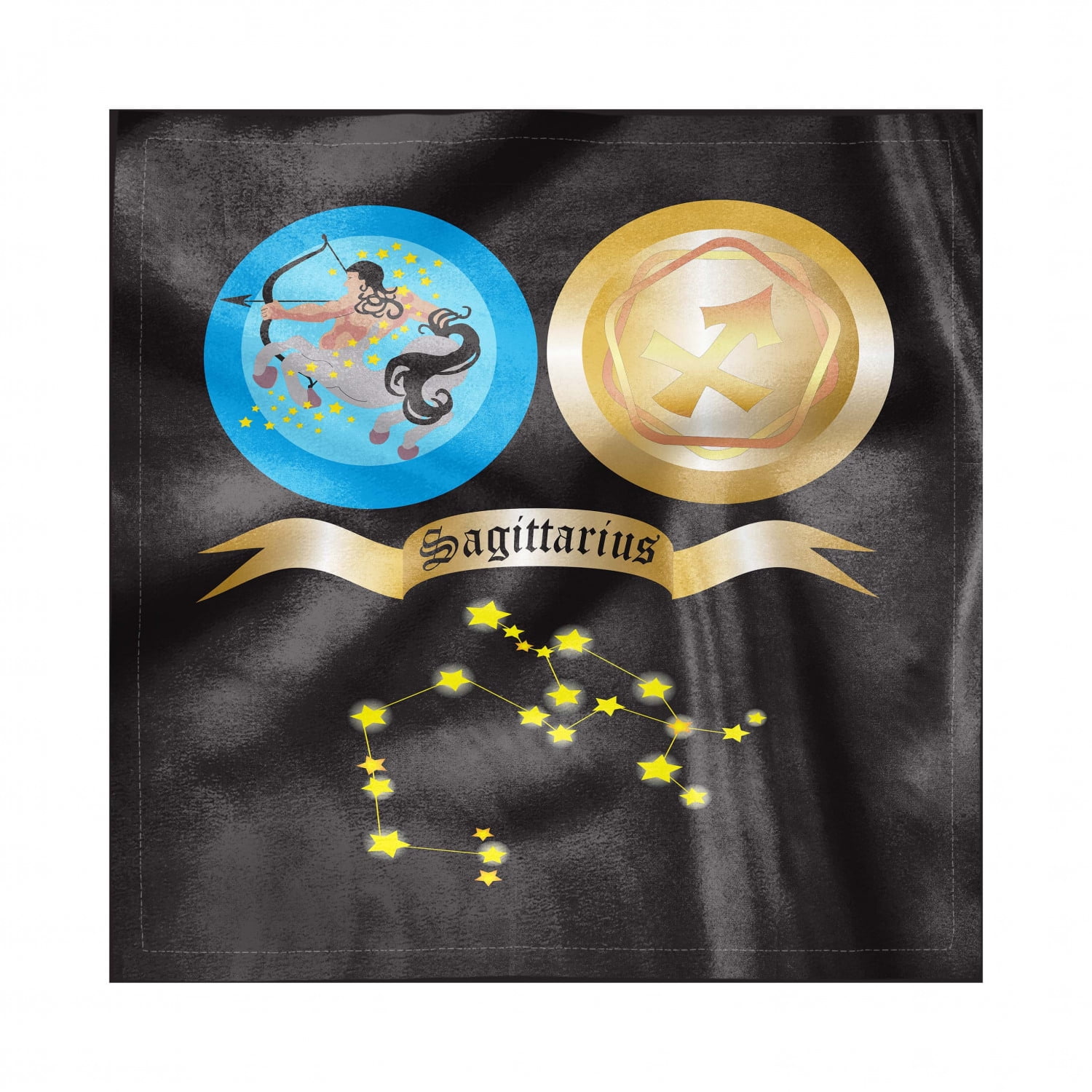 Zodiac Sagittarius Decorative Satin Napkins Set of 4, Mythical Centaur