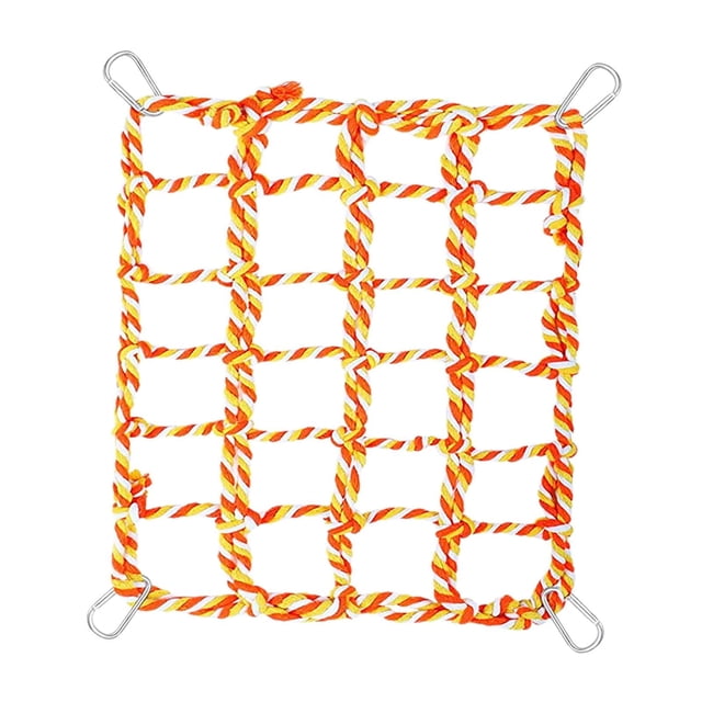 Hamaca Colgante para Mascotas Perfecl Red de Cuerda para Pájaros Puente de Cuerda Escalera 32 cm x 25 cm Naranja