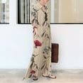 thumbnail image 4 of IDALL Women's 2025 Fall Puff Floral Print Maxi Dress Wedding Guest Dresses Long Sleeve Wrap V Neck Ruffle Belted A-Line Flowy Casual Tie Waist Boho Chiffon Dresses Blouse Dress Z3-Beige 2XL, 4 of 8