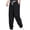 Black, variant on Mens Cargo Pants Cotton Elastic Cuff Drawstring Workout Pants Loose Casual Vintage Army Green L