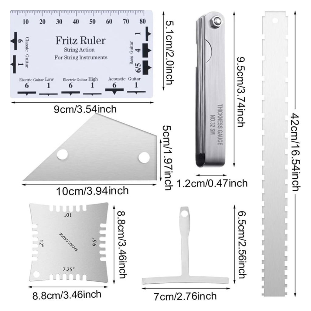 CEORPER Guitar Setups Gauge Luthier Repair Tool Bass Measuring Tool Guitar String Action Gauge Ruler Guitar String Height Gauge