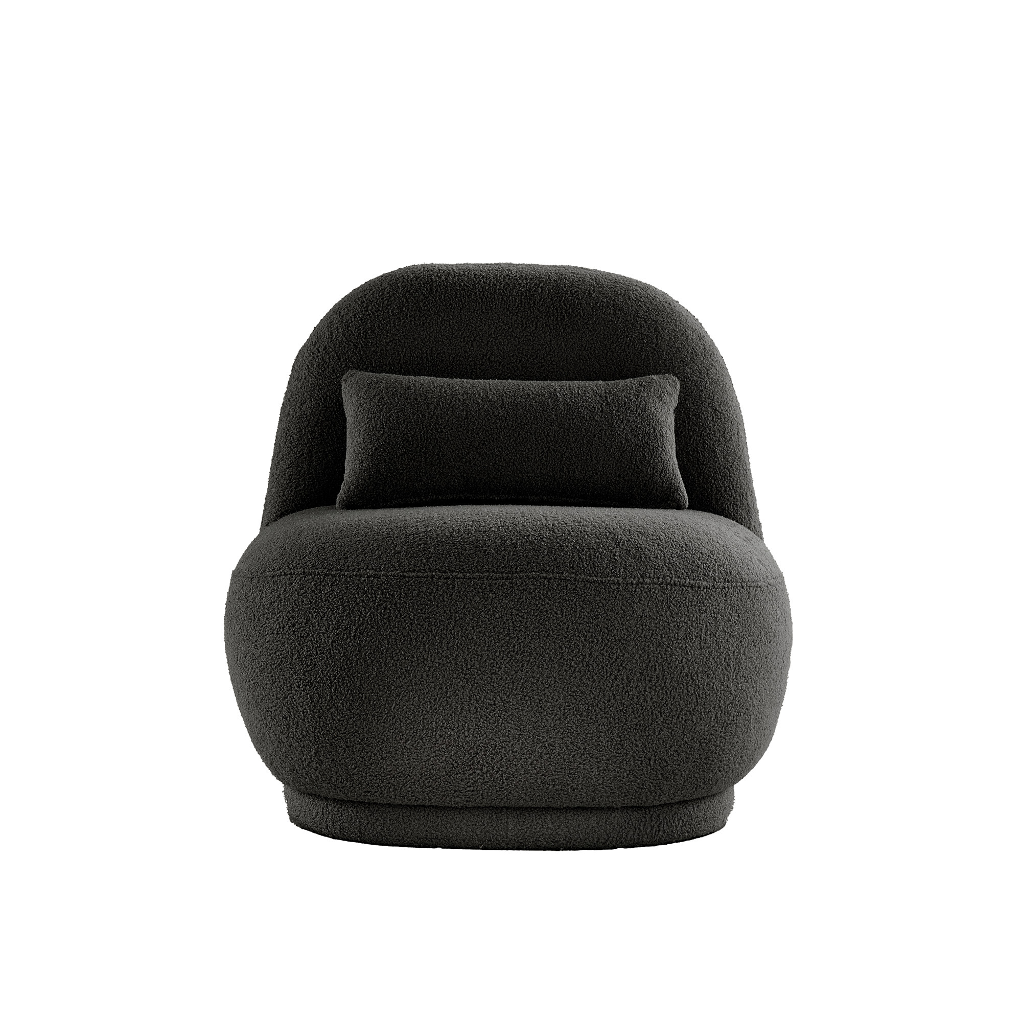 Weston Home Lompoc Modern Boucle Accent Chair with Rounded Design and Lumbar Pillow, Black
