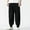 Black, variant on Men's Linen Harem Pants, Casual Baggy Cotton Pant, Solid Color Baggy Elastic Waist Trousers with Pocket Black L