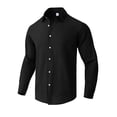 thumbnail image 3 of HBGVBA 2 Piece Outfit Set for Men,Linen Long Sleeve Shirt Long Pants Matching Set,Solid Color Collared Button Down Shirt Casual Loose Pocket Pants Daily Leisure Tracksuit Outfit, 3 of 5