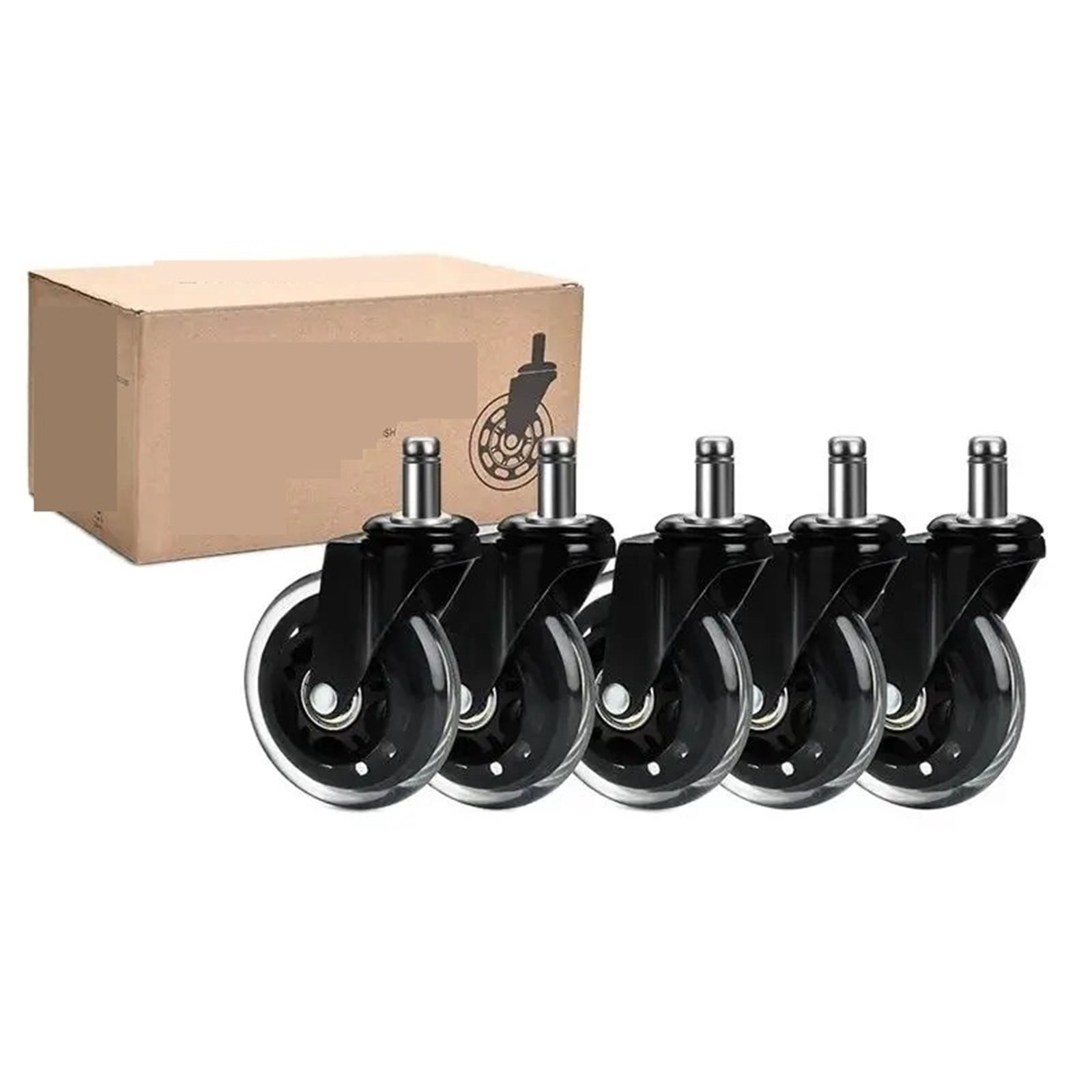 5PCS Office Chair Caster Wheels 3 Inch Swivel Rubber Caster Wheels Replacement Soft Safe Rollers Furniture Hardware ,Easy to Install
