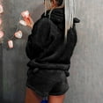 thumbnail image 2 of Usmixi Pajama Set for Women Plush Homewear Matching Sets for Women Cozy Fleece Pullover Hoodies Tops and Shorts 2 Piece Outfits Casual Solid Sleepwear Loungewear Set Holiday, 2 of 6