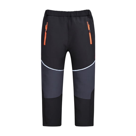 CPNG Kids Boy's Hiking Ski Waterproof Pants Youth Fleece Lined Softshell Warm Insulated Trousers(Black,8-9 Years)