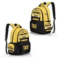thumbnail image 2 of Xixirimido Cartoon Taxi Print 17" Large Capacity Backpack for Kids Elementary Bookbag Middle High School Bag for Boys & Girls Multi Pockets Rucksack, 2 of 8