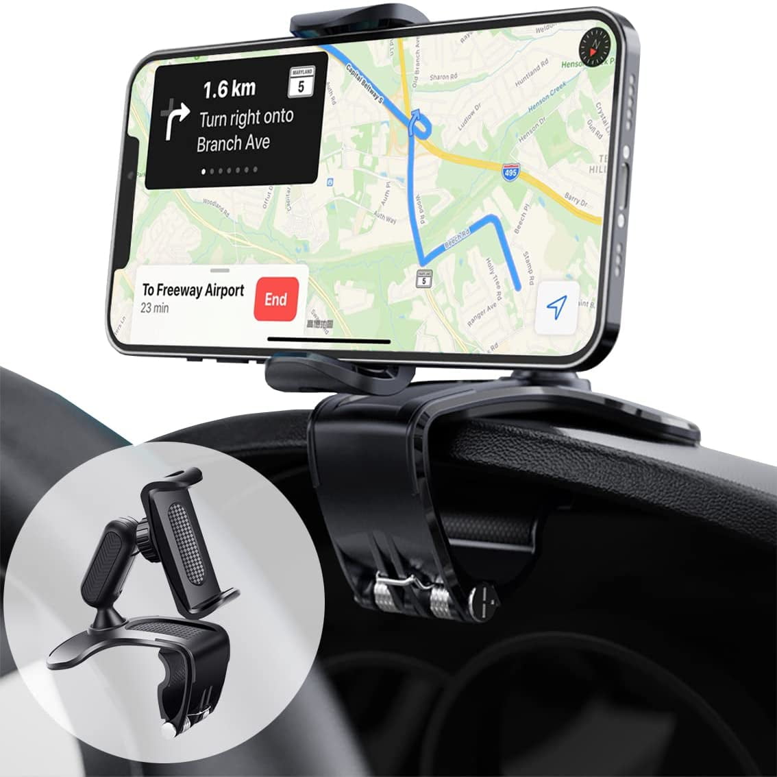 Car Phone Holder Mount 360 Degree Rotation Dashboard Cell Phone Holder