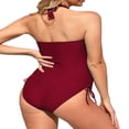 thumbnail image 3 of Combinaison Courte d'Été pour Femmes Maillot de Bain Couleur Unie Sans Manches Col Suspendu, 3 of 7