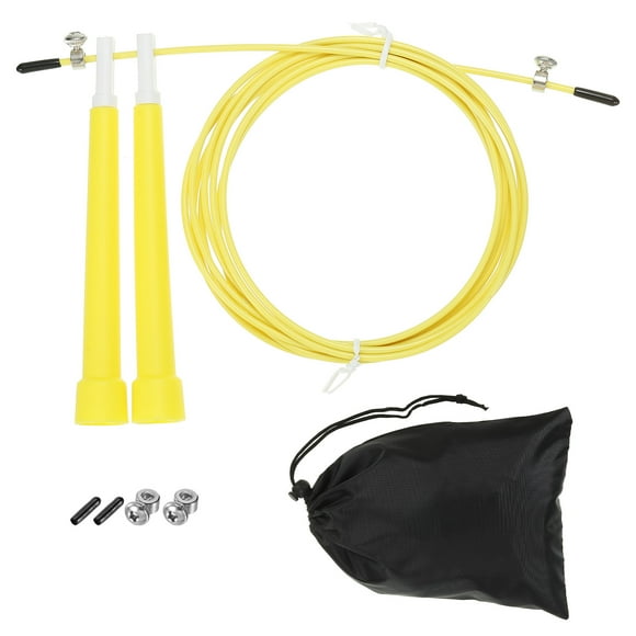 Unique Bargains Speed Jump Rope Adjustable Speed Skipping Rope with Storage Bag and Spare Parts Yellow