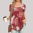 thumbnail image 2 of Blusa con estampado de manga corta y cuello cuadrado informal cómoda a la moda para mujer OAVQHLG3B Store  lin121212, 2 of 4