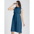 thumbnail image 5 of Moomaya Womens Solid Cotton Midi Dress, Sleeveless Summer Dress With Buttoned Closure, 5 of 8
