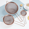 thumbnail image 5 of ReaNea Fine Mesh Strainer, Flour Sifter for Baking, Stainless Steel Colander, Tea Strainer Set of 3 (Rose Gold), 5 of 9