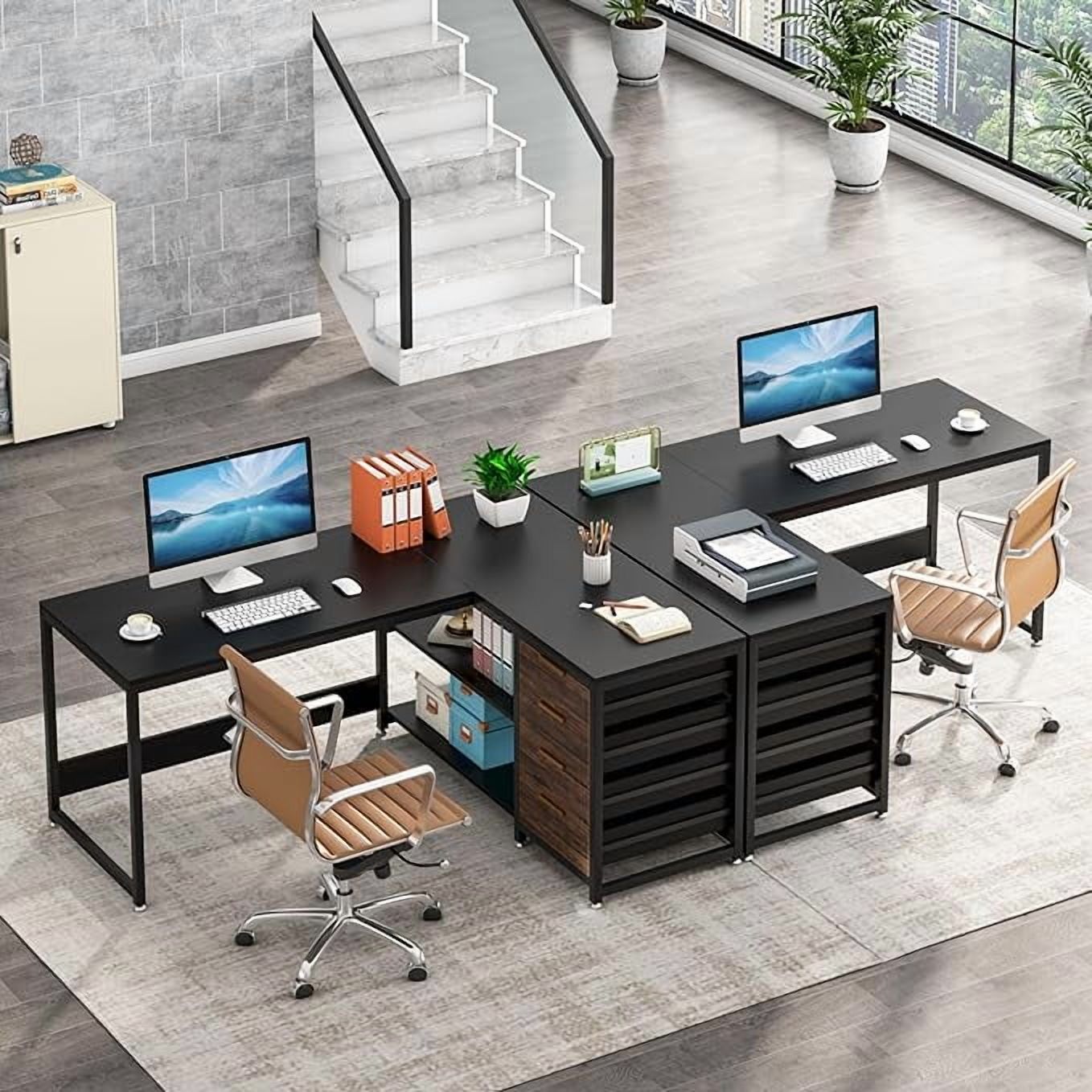Tribesigns L Shaped Computer Desk, 59" Modern Reversible Office Corner Desk for Home Office, Black