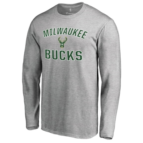 Men's Ash Milwaukee Bucks Victory Arch Long Sleeve T-Shirt
