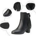 thumbnail image 2 of NECHOLOGY Botas Mujer Zapatos Botines de mujer Botas de mujer de otoño de tamaño de comercio exterior con hebilla de cinturón botas gruesas con borlas de tacón botas occidentales (Black, 7), 2 of 6