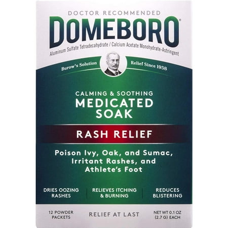 Domeboro Soothing Soak Rash Relief Plus Drying Action Powder Packets, 12 Ea