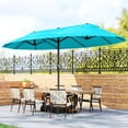 thumbnail image 2 of Outsunny 15' Outdoor Patio Umbrella with Twin Canopy, Light Blue, 2 of 10