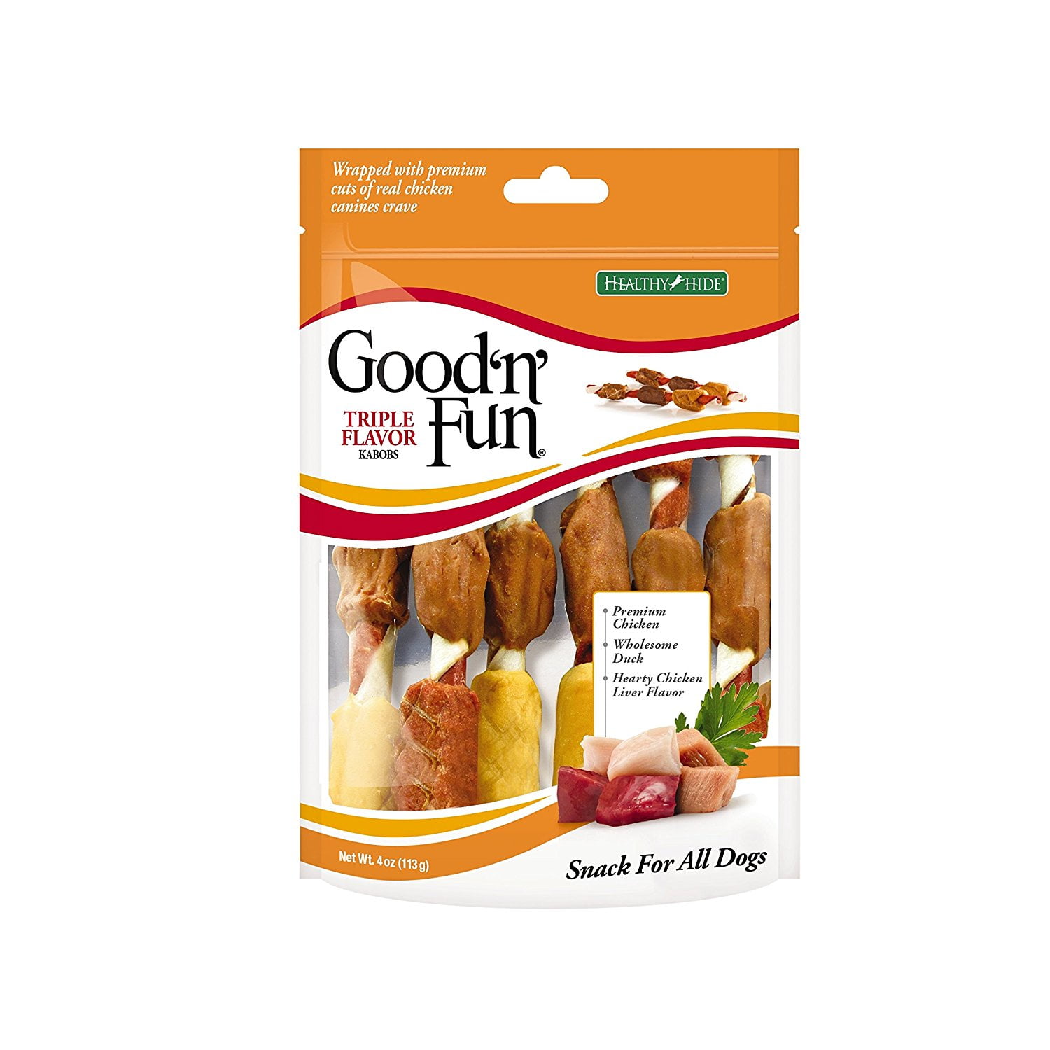 Good 'n' Fun Triple Flavor Kabobs Snack for All Dogs, 4.0 oz Walmart