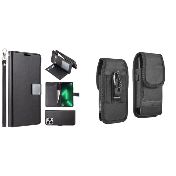 Bemz Pocket Clutch Wallet Case and Belt Holster Pouch for iPhone 14 Pro - Black