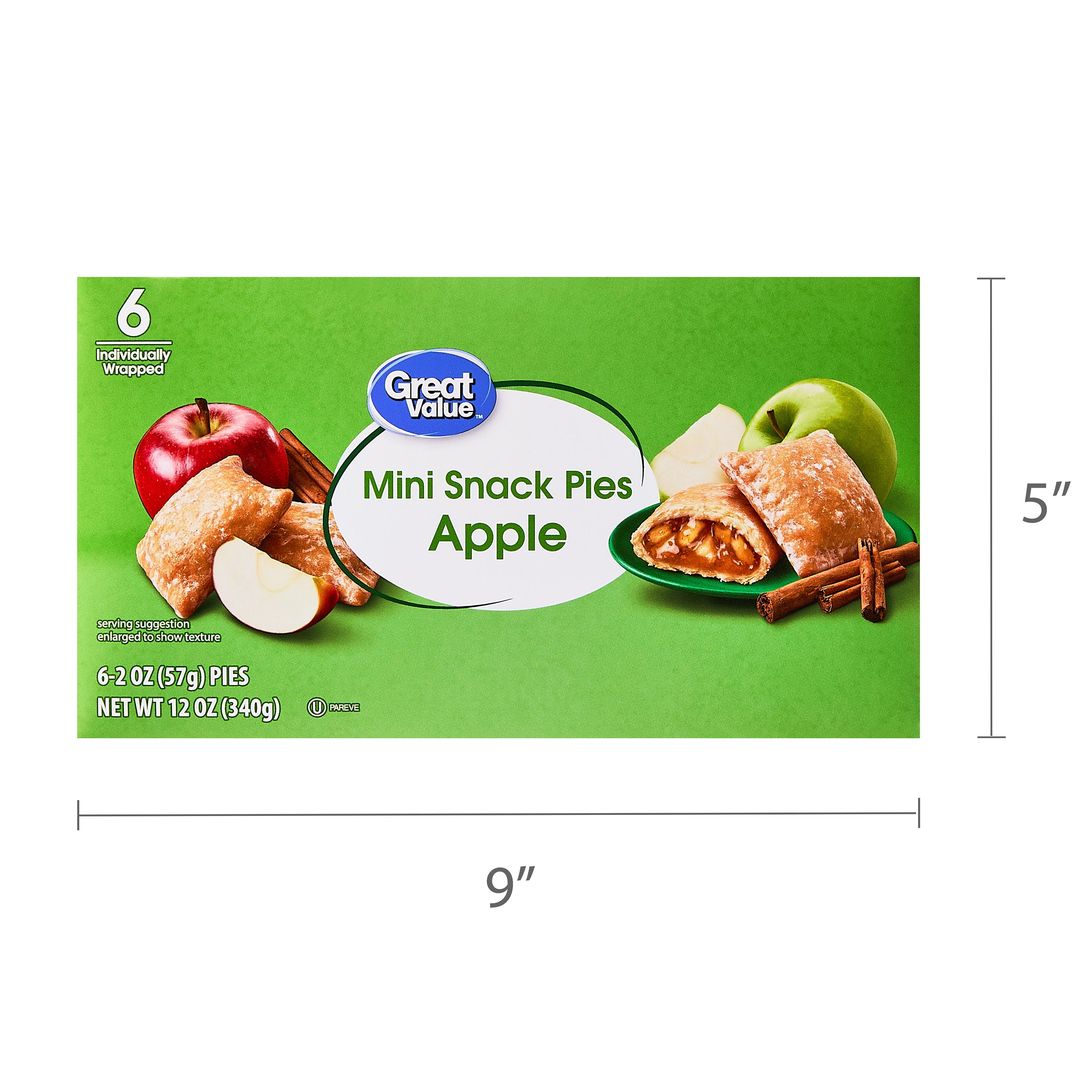 (2 pack) Great Value Mini Snack Apple Flavored Pies, 6 Count