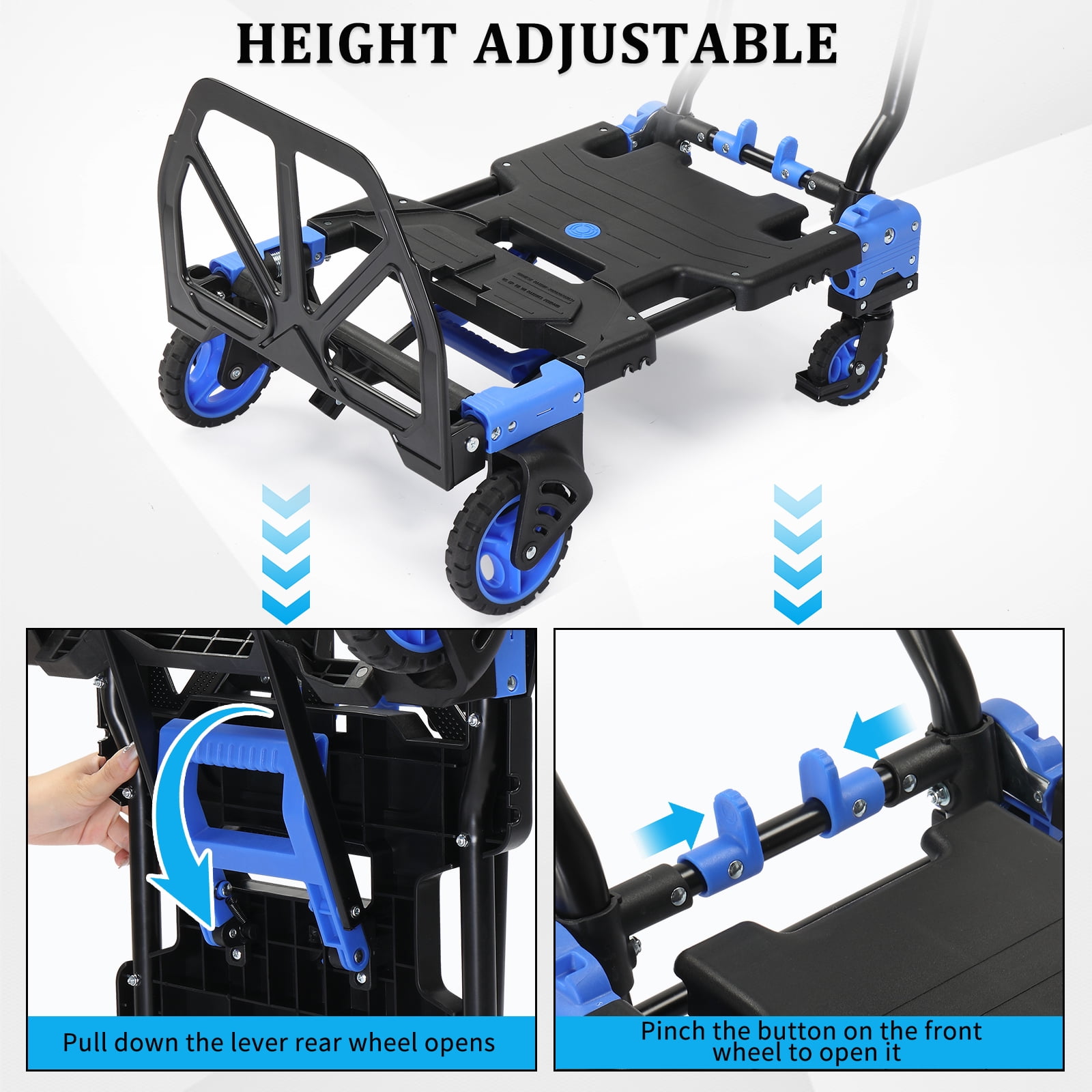 Ktaxon 2 in 1 Portable Hand Truck Hand Cart, Foldable Dolly, 330LB Capacity, with Retractable Handle