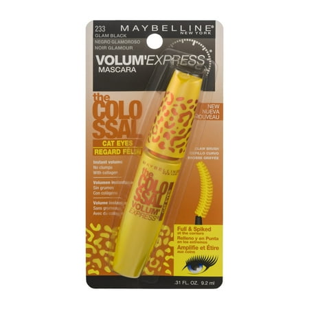 Maybelline New York Volume Express Colossal Cat Eyes Washable Mascara, Glam Black, 0.31 Fl