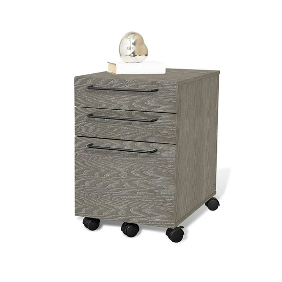 Unique Furniture 3-drawer Mobile Pedestal File with Castors in Gray